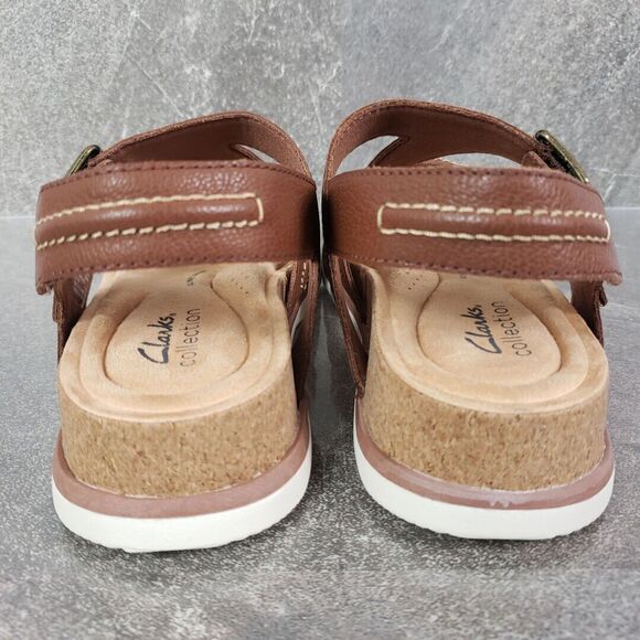 Clarks Collection Sandals 6.5 M Brown Leather Brynn Step Adjustable Strap Shoes - Picture 5 of 12